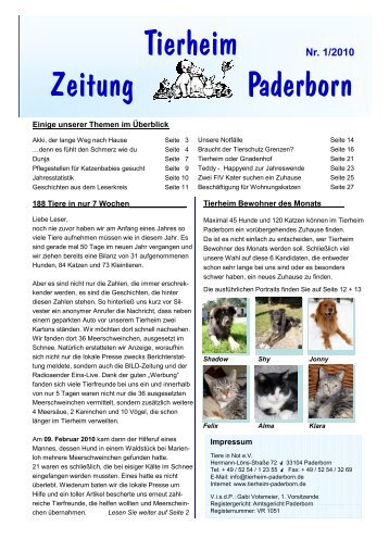 Tierheimzeitung 1_2010 - Tierheim Paderborn