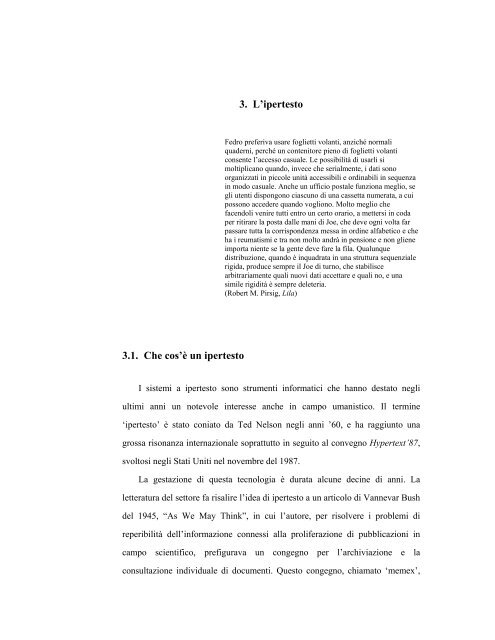 3. L'ipertesto 3.1. Che cos'è un ipertesto - Bruno Bassi