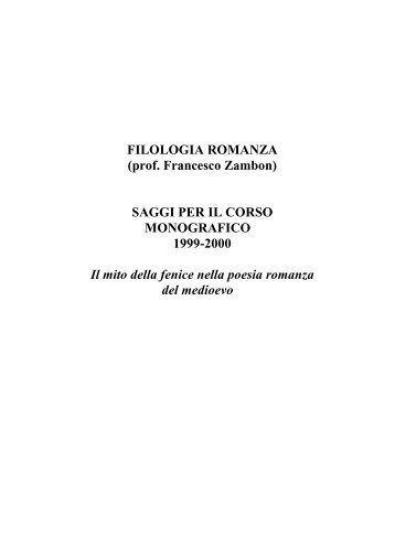 Dispensa Zambon - Il mito della fenice 1999/2000