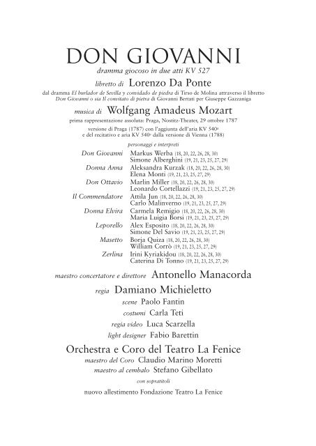 Don Giovanni - Teatro La Fenice