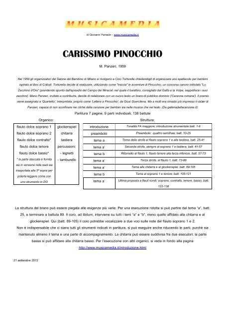 CARISSIMO PINOCCHIO - Musicamedia