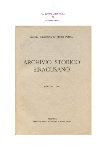 gli Zumbo e la loro casa documentazione pdf - Antoniorandazzo.It