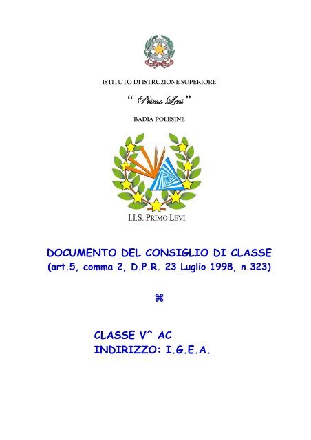 DOCUMENTO DEL CONSIGLIO DI CLASSE - Primo Levi