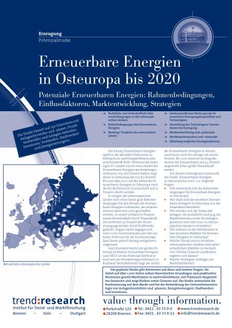 Erneuerbare Energien in Osteuropa bis 2020 - trend:research