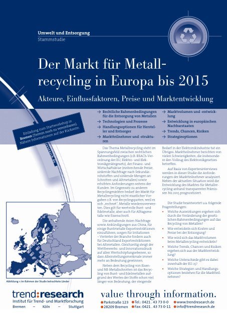 Der Markt für Metallrecycling in Europa bis 2015 - trend:research