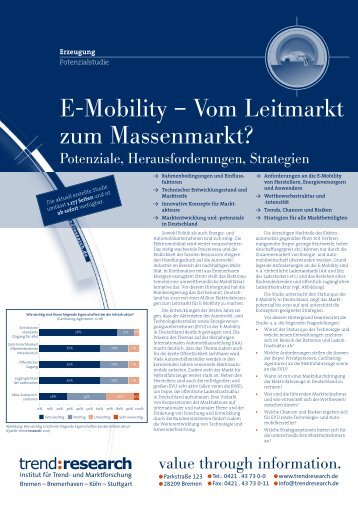 E-Mobility – Vom Leitmarkt zum Massenmarkt? - trend:research