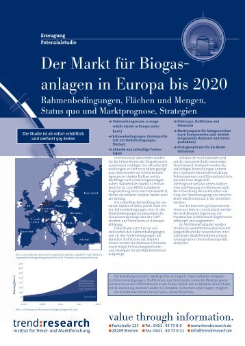 Der Markt für Biogasanlagen in Europa bis 2020 - trend:research