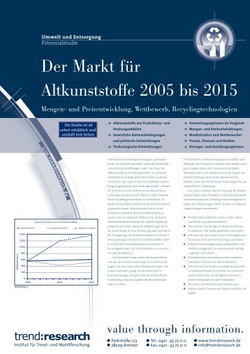 Der Markt für Altkunststoffe 2005 bis 2015 - trend:research
