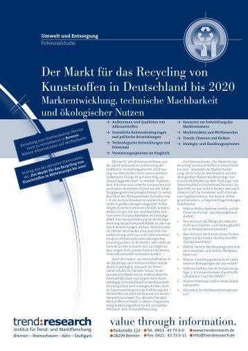 Der Markt für das Recycling von Kunststoffen in ... - trend:research