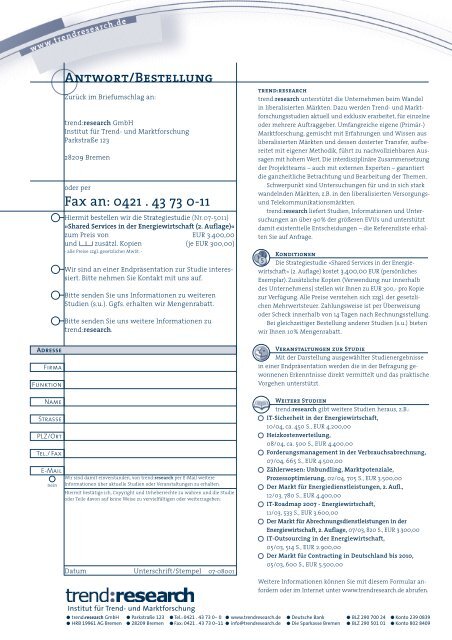 Shared Services in der Energiewirtschaft - trend:research