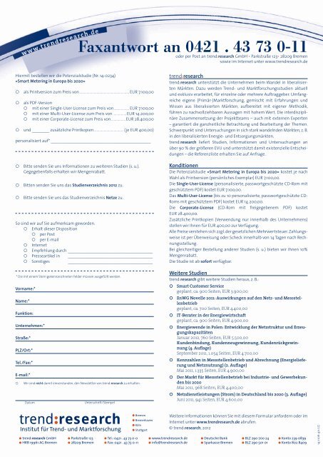 Smart Metering in Europa bis 2020 - trend:research