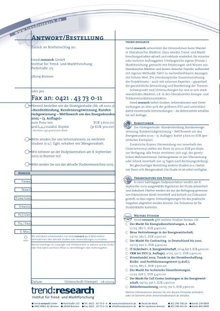Kundenbindung, Kundenneugewinnung ... - trend:research
