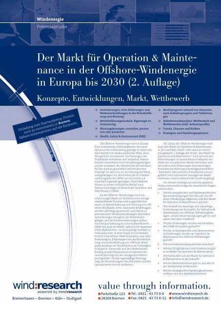 Der Markt für Operation & Maintenance in der ... - trend:research