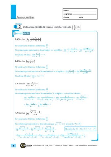 Calcolare limiti di forme indeterminate - Aula Digitale