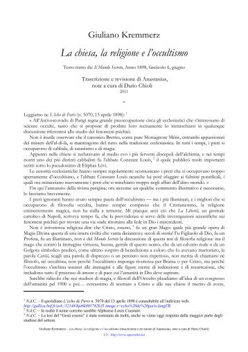 Giuliano Kremmerz - La chiesa, la religione e l'occultismo - SuperZeko