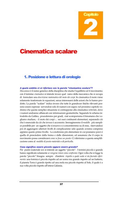 Cinematica scalare 1. Posizione e lettura di ... - Francescopoli.Net