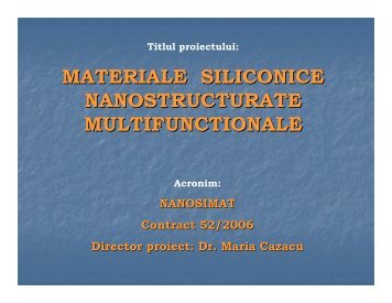 materiale siliconice nanostructurate multifunctionale - Petru Poni