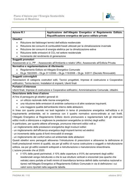 piano d'azione per l'energia sostenibile del comune di mestrino
