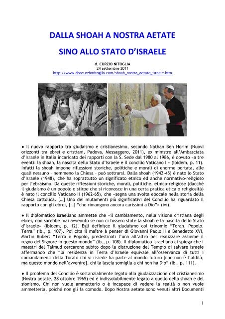 dalla shoah a nostra aetate sino allo stato d'israele - Don Curzio ...