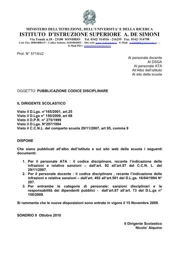 Codice disciplinare - A. De Simoni