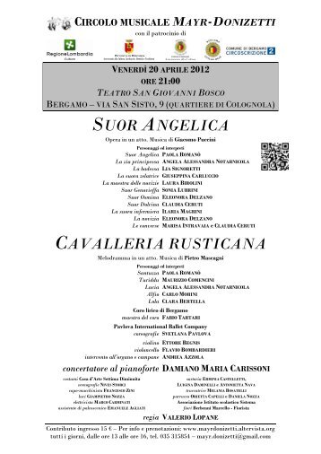 ore 21.00 Suor Angelica e Cavalleria rusticana - Circolo musicale ...