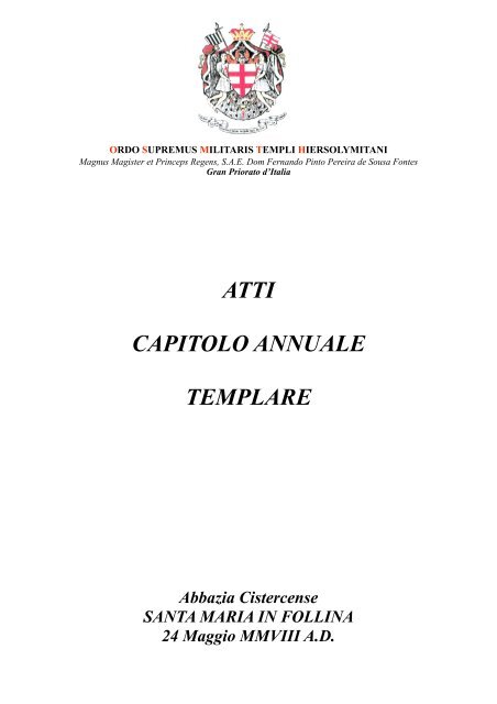 ATTI CAPITOLO ANNUALE TEMPLARE - Osmth-It.Org