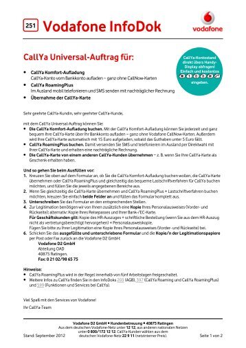 InfoDok 251: CallYa Universal-Auftrag