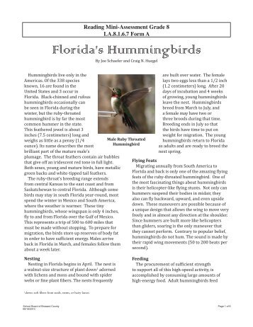 Florida's Hummingbirds - St. Lucie County School Board