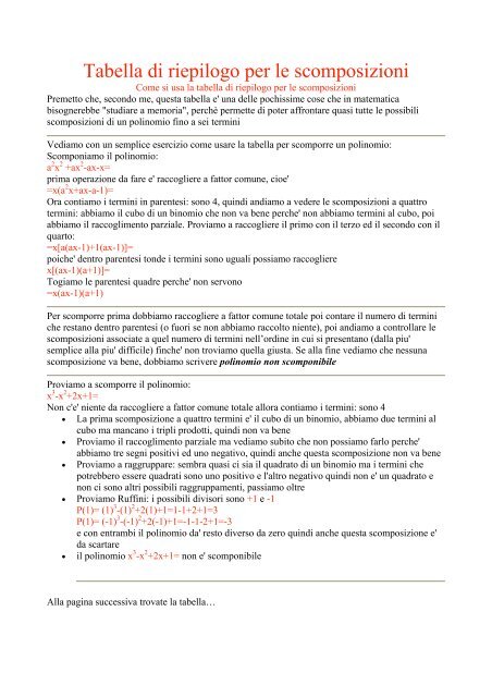 ripasso scomposizioni - mtcube