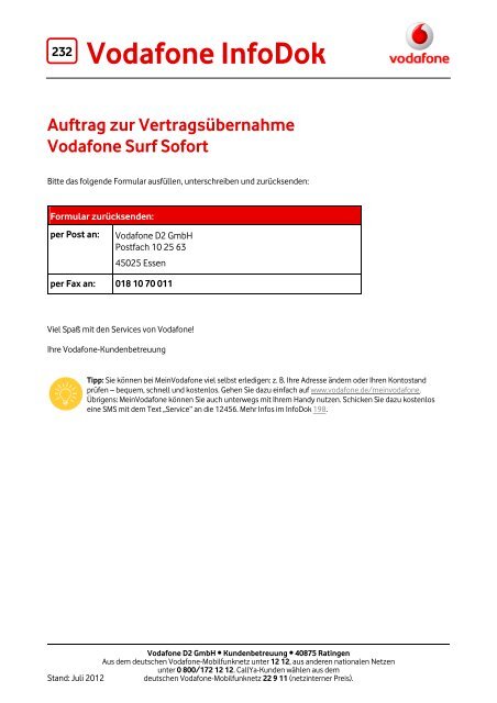 Infodok 232: Auftrag zur Vertrags