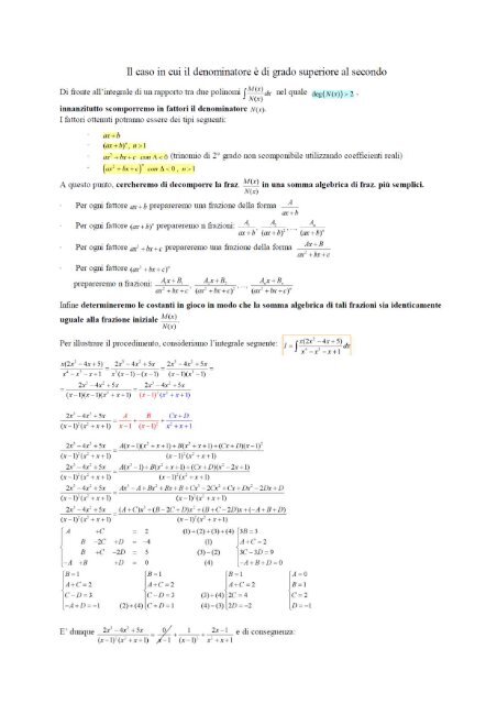 Integrali fratti con denominatore di secondo grado - Portalelectro