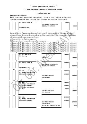 11 Menkul Kıymetlerin Dönem Sonu Muhasebe ... - Aytekin KAYA
