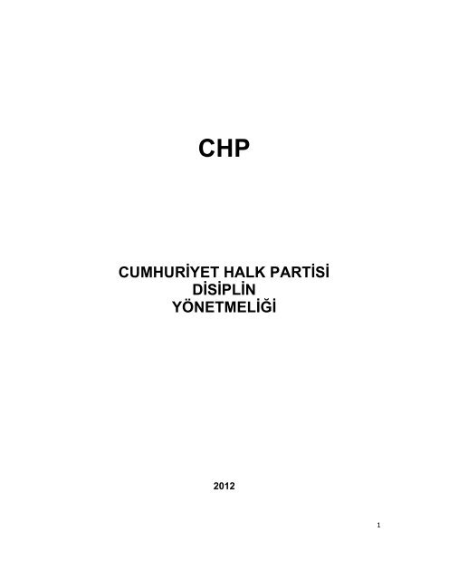 CUMHURİYET HALK PARTİSİ DİSİPLİN YÖNETMELİĞİ - CHP