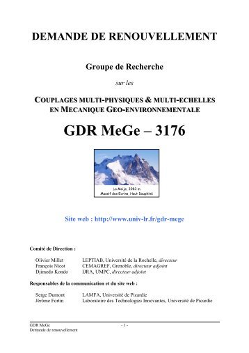 GDR MeGe – 3176 - GDR MeGe - Université de La Rochelle