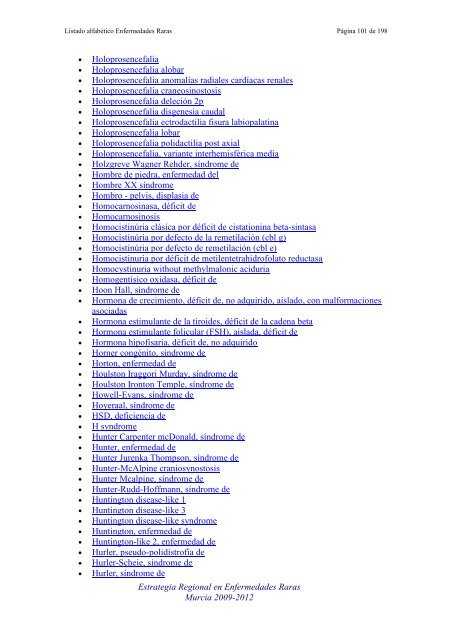 LIST ALFABETICO DE ENFERMEDADES RARAS - D'Genes