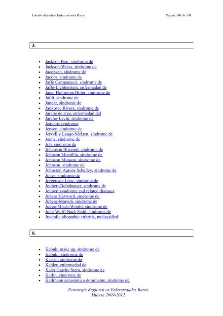 LIST ALFABETICO DE ENFERMEDADES RARAS - D'Genes