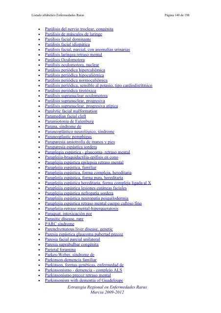 LIST ALFABETICO DE ENFERMEDADES RARAS - D'Genes