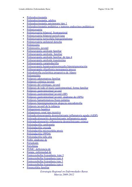 LIST ALFABETICO DE ENFERMEDADES RARAS - D'Genes