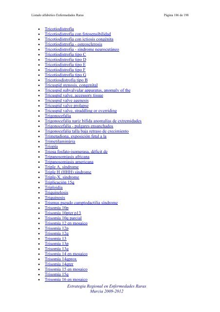 LIST ALFABETICO DE ENFERMEDADES RARAS - D'Genes