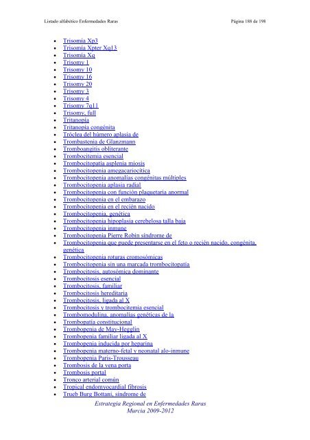 LIST ALFABETICO DE ENFERMEDADES RARAS - D'Genes