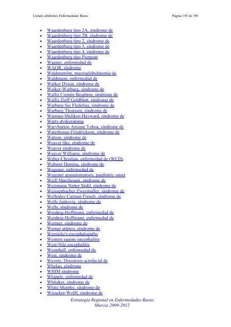 LIST ALFABETICO DE ENFERMEDADES RARAS - D'Genes