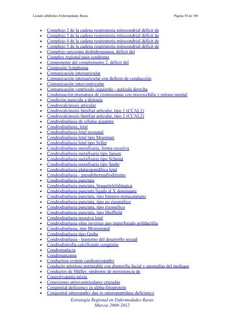 LIST ALFABETICO DE ENFERMEDADES RARAS - D'Genes