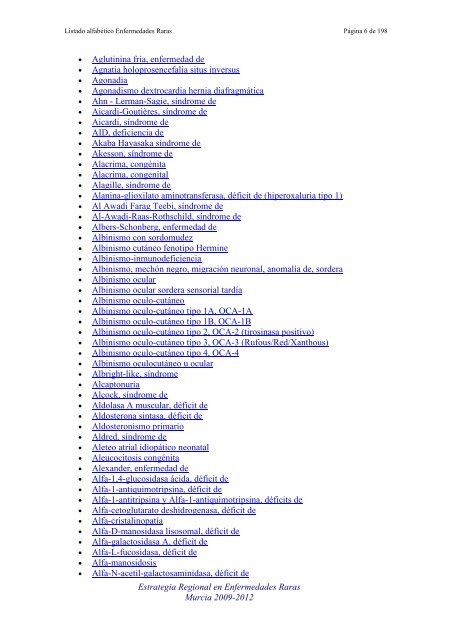 LIST ALFABETICO DE ENFERMEDADES RARAS - D'Genes