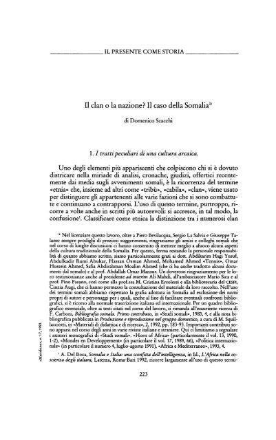 Il clan o la nazione? Il caso della Somalia - Rivista Meridiana