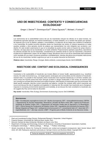 USO DE INSECTICIDAS: CONTExTO Y ... - SciELO