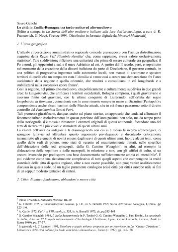 Le città in Emilia-Romagna tra tardo-antico - Itinerari Medievali