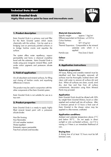 KEIM Granital Grob Technical Data Sheet - KEIM Mineral Paints Ltd