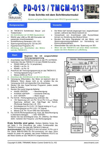 Erste Schritte mit dem Schrittmotormodul - Trinamic