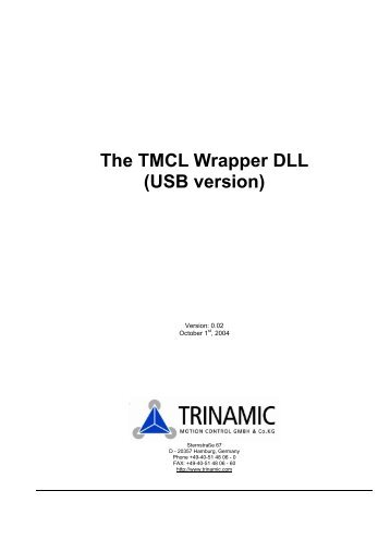 The TMCL Wrapper DLL (USB version) - Trinamic