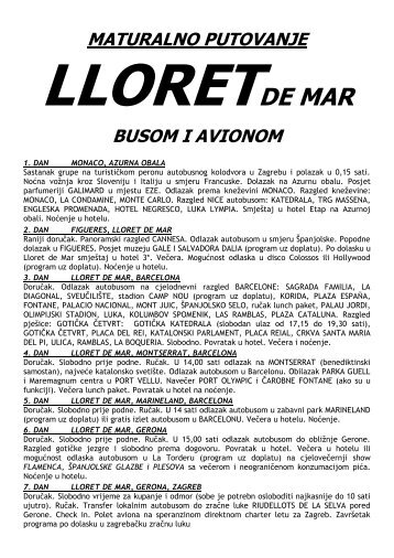 Maturalac Lloret de Mar 7 dana busom i avionom ... - Speranza